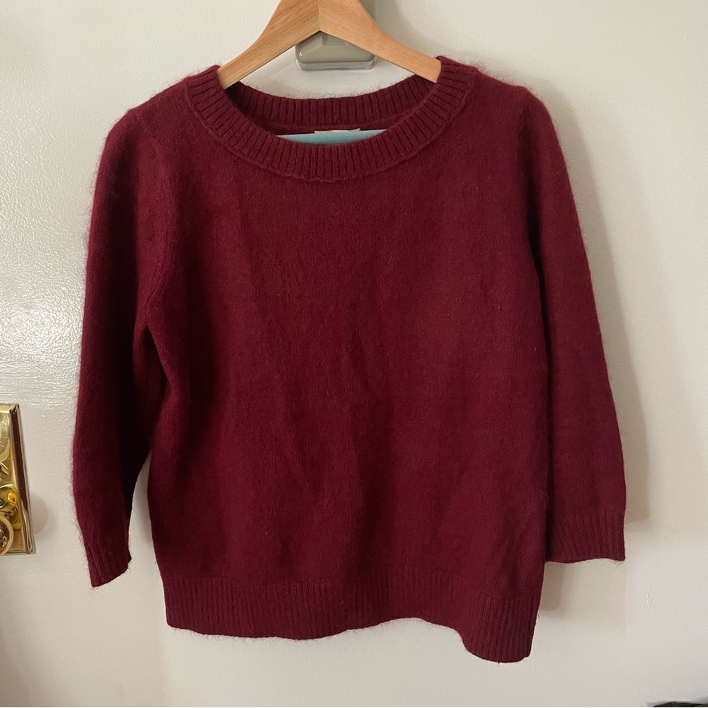 Club Monaco burgundy Angora 3/4 length sleeve sweater